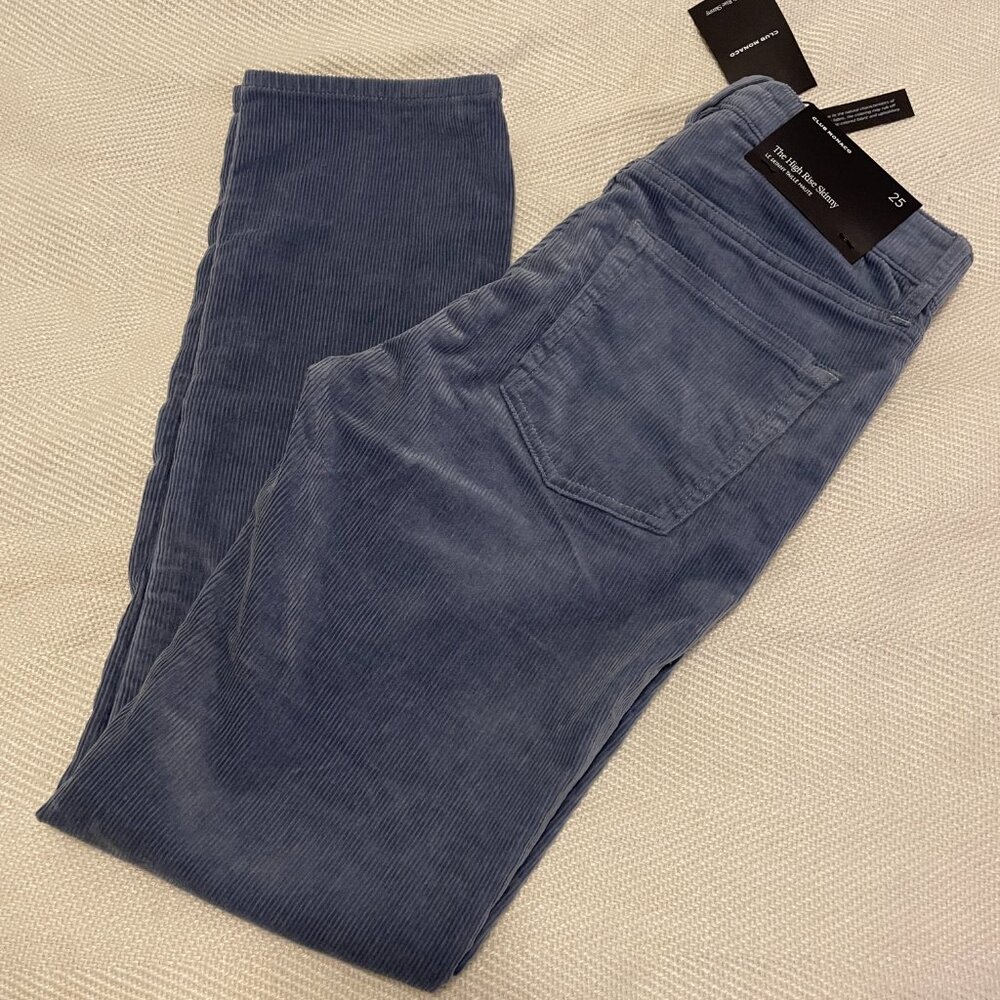 CLUB MONACO High Rise Skinny Corduroy Jeans in Blue Size 25 New Ultra Soft NWT - Picture 2 of 7